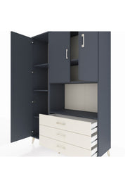 Hyperion Dolap 6 Raflı 3 Çekmeceli 3 Kapaklı 132x44x195 Antrasit-Antrasit/Aytaşı