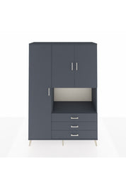 Hyperion Dolap 6 Raflı 3 Çekmeceli 3 Kapaklı 132x44x195 Antrasit-Antrasit/Antrasit