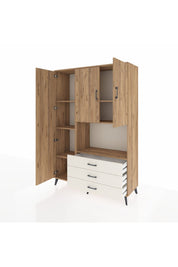 Hyperion Dolap 6 Raflı 3 Çekmeceli 3 Kapaklı 132x44x195 Çam-Çam/Aytaşı