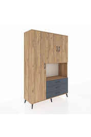 Hyperion Dolap 6 Raflı 3 Çekmeceli 3 Kapaklı 132x44x195 Çam-Çam/Antrasit