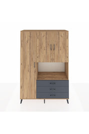 Hyperion Dolap 6 Raflı 3 Çekmeceli 3 Kapaklı 132x44x195 Çam-Çam/Antrasit