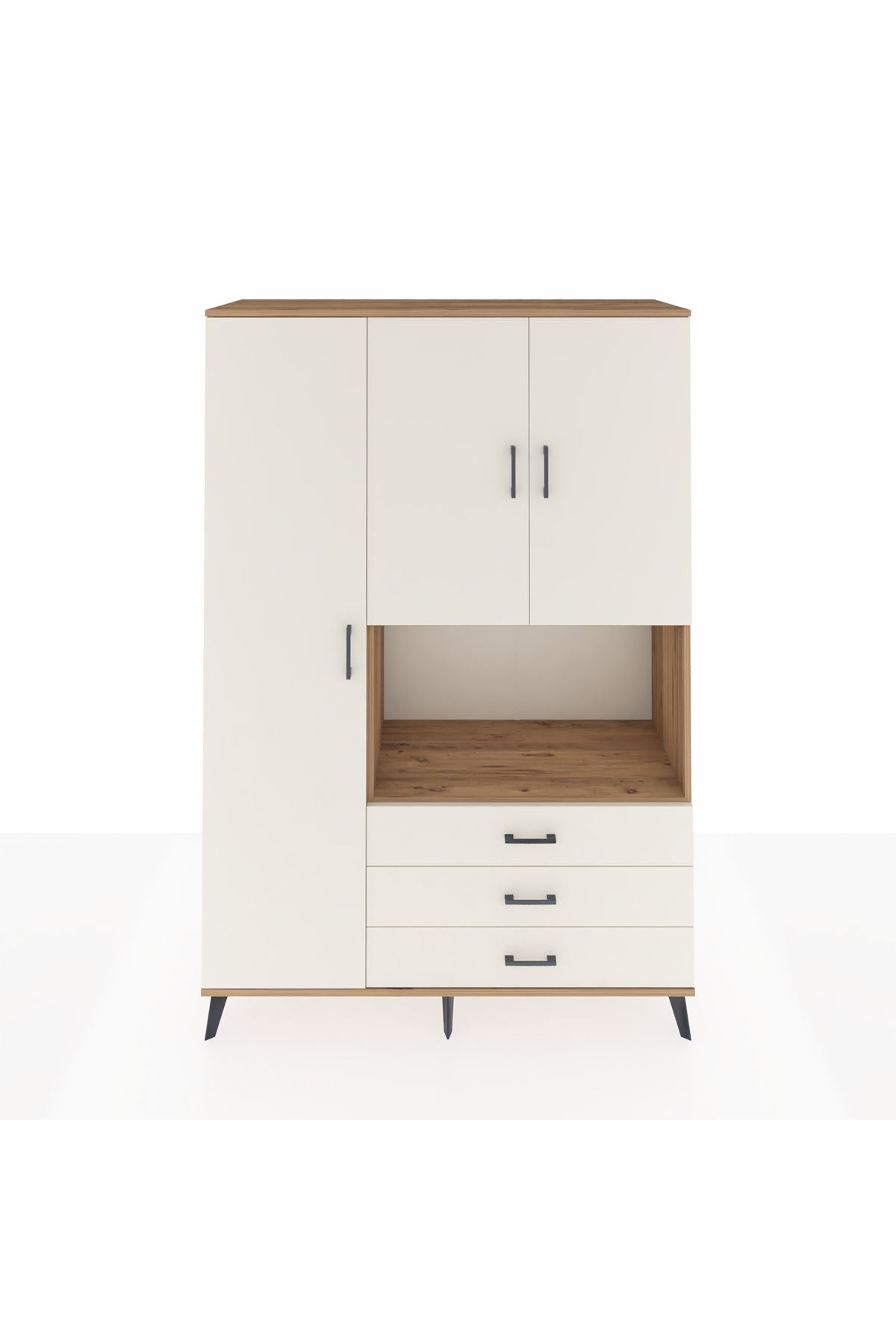 Hyperion Dolap 6 Raflı 3 Çekmeceli 3 Kapaklı 132x44x195 Çam-Aytaşı/Aytaşı