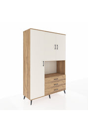 Hyperion Dolap 6 Raflı 3 Çekmeceli 3 Kapaklı 132x44x195 Çam-Aytaşı/Çam
