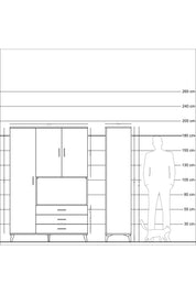 Hyperion Dolap 6 Raflı 3 Çekmeceli 3 Kapaklı 132x44x195 Çam-Aytaşı/Çam