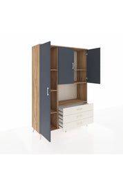 Hyperion Dolap 6 Raflı 3 Çekmeceli 3 Kapaklı 132x44x195 Çam-Antrasit/Aytaşı