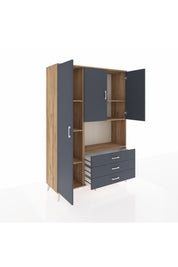 Hyperion Dolap 6 Raflı 3 Çekmeceli 3 Kapaklı 132x44x195 Çam-Antrasit/Antrasit