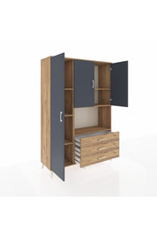 Hyperion Dolap 6 Raflı 3 Çekmeceli 3 Kapaklı 132x44x195 Çam-Antrasit/Çam
