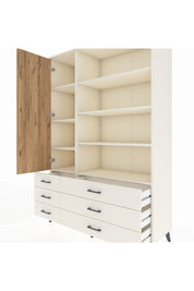 Hyperion Dolap 8 Raflı 6 Çekmeceli Tek Kapaklı  132x44x195 Aytaşı-Çam/Aytaşı