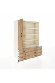 Hyperion Dolap 8 Raflı 6 Çekmeceli Tek Kapaklı  132x44x195 Aytaşı-Çam/Çam
