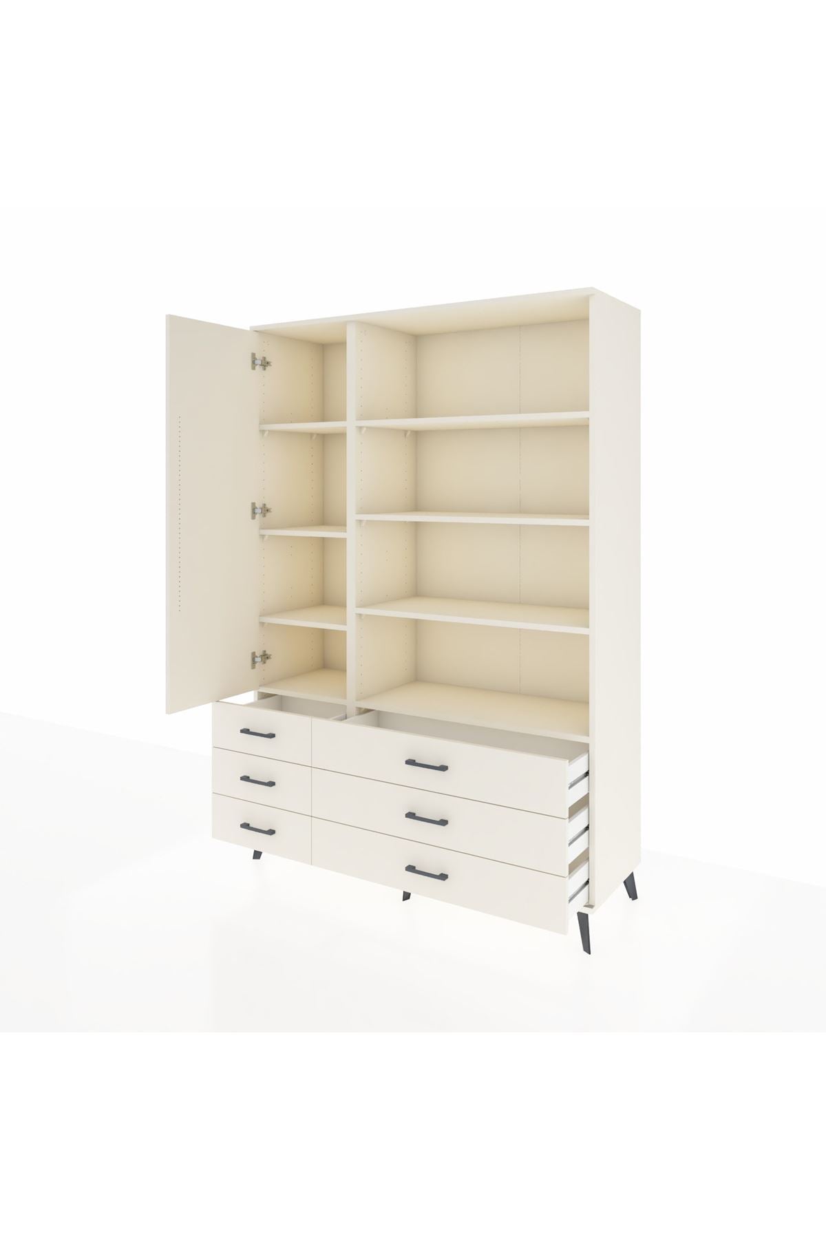 Hyperion Dolap 8 Raflı 6 Çekmeceli Tek Kapaklı  132x44x195 Aytaşı-Aytaşı/Aytaşı