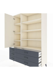 Hyperion Dolap 8 Raflı 6 Çekmeceli Tek Kapaklı  132x44x195 Aytaşı-Aytaşı/Antrasit