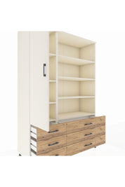 Hyperion Dolap 8 Raflı 6 Çekmeceli Tek Kapaklı  132x44x195 Aytaşı-Aytaşı/Çam
