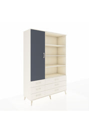 Hyperion Dolap 8 Raflı 6 Çekmeceli Tek Kapaklı  132x44x195 Aytaşı-Antrasit/Aytaşı