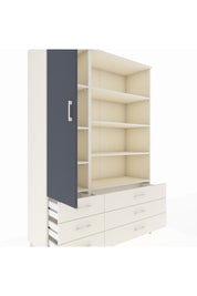 Hyperion Dolap 8 Raflı 6 Çekmeceli Tek Kapaklı  132x44x195 Aytaşı-Antrasit/Aytaşı