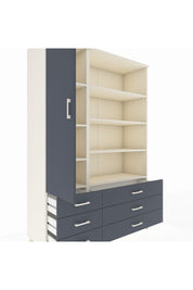 Hyperion Dolap 8 Raflı 6 Çekmeceli Tek Kapaklı  132x44x195 Aytaşı-Antrasit/Antrasit