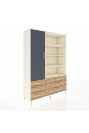 Hyperion Dolap 8 Raflı 6 Çekmeceli Tek Kapaklı  132x44x195 Aytaşı-Antrasit/Çam