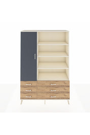 Hyperion Dolap 8 Raflı 6 Çekmeceli Tek Kapaklı  132x44x195 Aytaşı-Antrasit/Çam