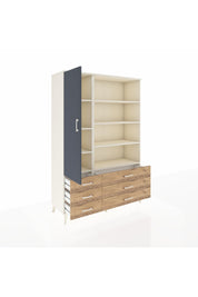 Hyperion Dolap 8 Raflı 6 Çekmeceli Tek Kapaklı  132x44x195 Aytaşı-Antrasit/Çam