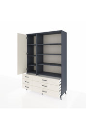 Hyperion Dolap 8 Raflı 6 Çekmeceli Tek Kapaklı  132x44x195 Antrasit-Aytaşı/Aytaşı