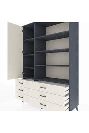 Hyperion Dolap 8 Raflı 6 Çekmeceli Tek Kapaklı  132x44x195 Antrasit-Aytaşı/Aytaşı