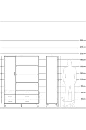 Hyperion Dolap 8 Raflı 6 Çekmeceli Tek Kapaklı  132x44x195 Antrasit-Aytaşı/Aytaşı