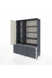 Hyperion Dolap 8 Raflı 6 Çekmeceli Tek Kapaklı  132x44x195 Antrasit-Aytaşı/Antrasit