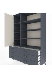 Hyperion Dolap 8 Raflı 6 Çekmeceli Tek Kapaklı  132x44x195 Antrasit-Aytaşı/Antrasit