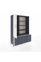 Hyperion Dolap 8 Raflı 6 Çekmeceli Tek Kapaklı  132x44x195 Antrasit-Aytaşı/Antrasit