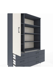 Hyperion Dolap 8 Raflı 6 Çekmeceli Tek Kapaklı  132x44x195 Antrasit-Aytaşı/Antrasit