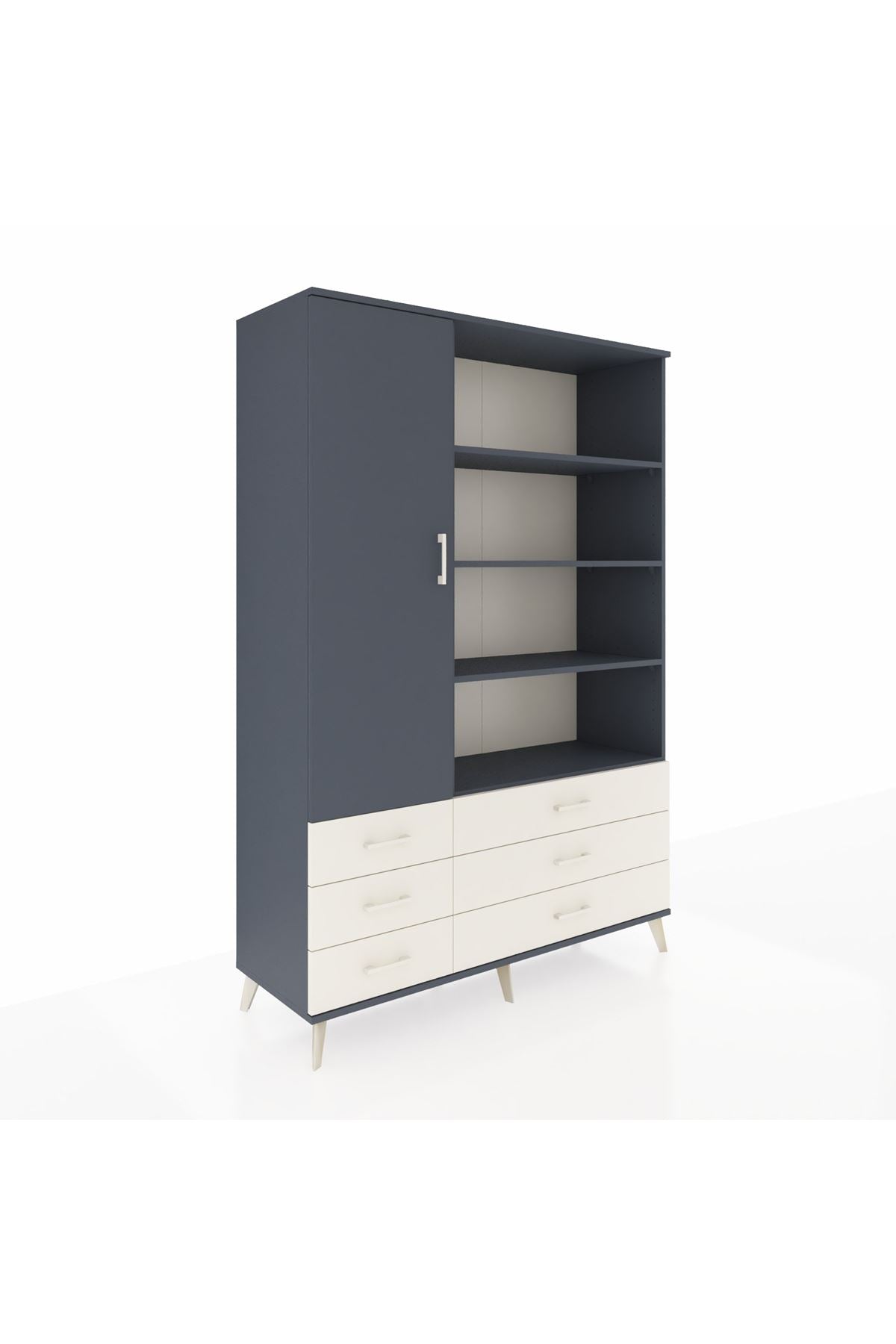 Hyperion Dolap 8 Raflı 6 Çekmeceli Tek Kapaklı  132x44x195 Antrasit-Antrasit/Aytaşı