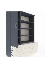 Hyperion Dolap 8 Raflı 6 Çekmeceli Tek Kapaklı  132x44x195 Antrasit-Antrasit/Aytaşı