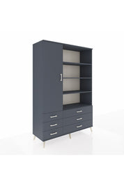 Hyperion Dolap 8 Raflı 6 Çekmeceli Tek Kapaklı  132x44x195 Antrasit-Antrasit/Antrasit