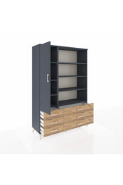 Hyperion Dolap 8 Raflı 6 Çekmeceli Tek Kapaklı  132x44x195 Antrasit-Antrasit/Çam