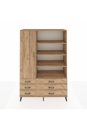 Hyperion Dolap 8 Raflı 6 Çekmeceli Tek Kapaklı  132x44x195 Çam-Çam/Çam