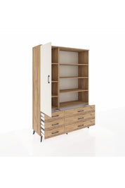 Hyperion Dolap 8 Raflı 6 Çekmeceli Tek Kapaklı  132x44x195 Çam-Aytaşı/Çam