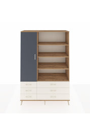 Hyperion Dolap 8 Raflı 6 Çekmeceli Tek Kapaklı  132x44x195 Çam-Antrasit/Aytaşı