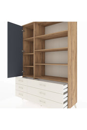 Hyperion Dolap 8 Raflı 6 Çekmeceli Tek Kapaklı  132x44x195 Çam-Antrasit/Aytaşı