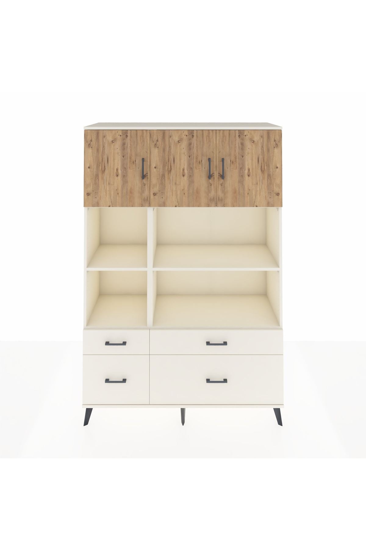 Hyperion Dolap 8 Raflı 4 Çekmeceli 3 Kapaklı 132x44x195 Aytaşı-Çam/Aytaşı