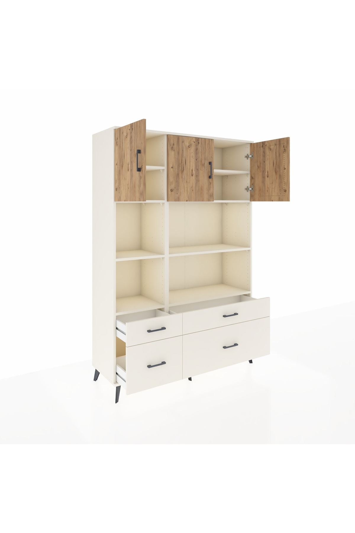 Hyperion Dolap 8 Raflı 4 Çekmeceli 3 Kapaklı 132x44x195 Aytaşı-Çam/Aytaşı