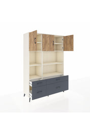 Hyperion Dolap 8 Raflı 4 Çekmeceli 3 Kapaklı 132x44x195 Aytaşı-Çam/Antrasit