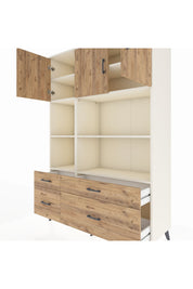 Hyperion Dolap 8 Raflı 4 Çekmeceli 3 Kapaklı 132x44x195 Aytaşı-Çam/Çam