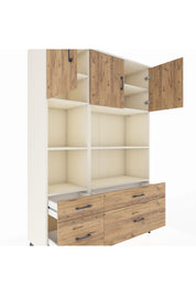 Hyperion Dolap 8 Raflı 4 Çekmeceli 3 Kapaklı 132x44x195 Aytaşı-Çam/Çam