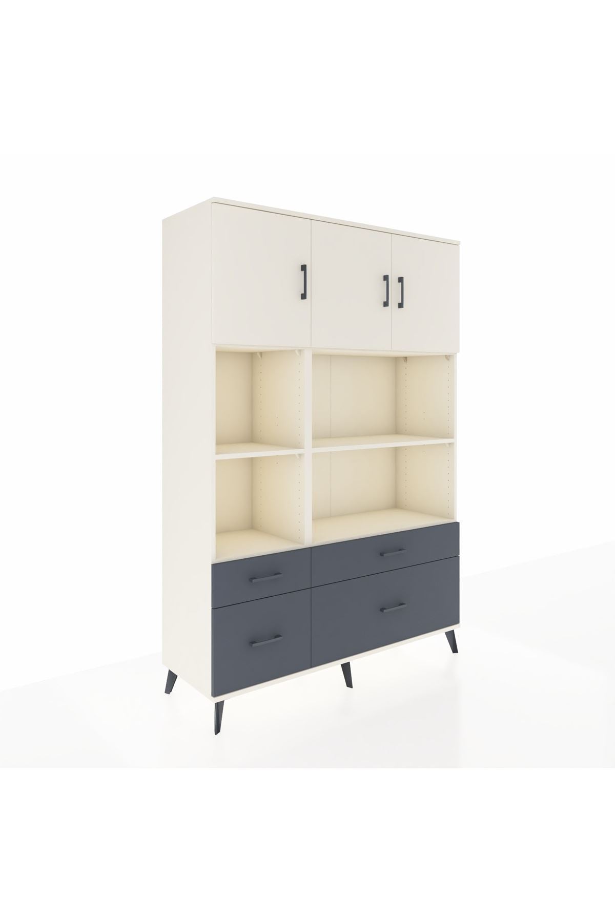 Hyperion Dolap 8 Raflı 4 Çekmeceli 3 Kapaklı 132x44x195 Aytaşı-Aytaşı/Antrasit