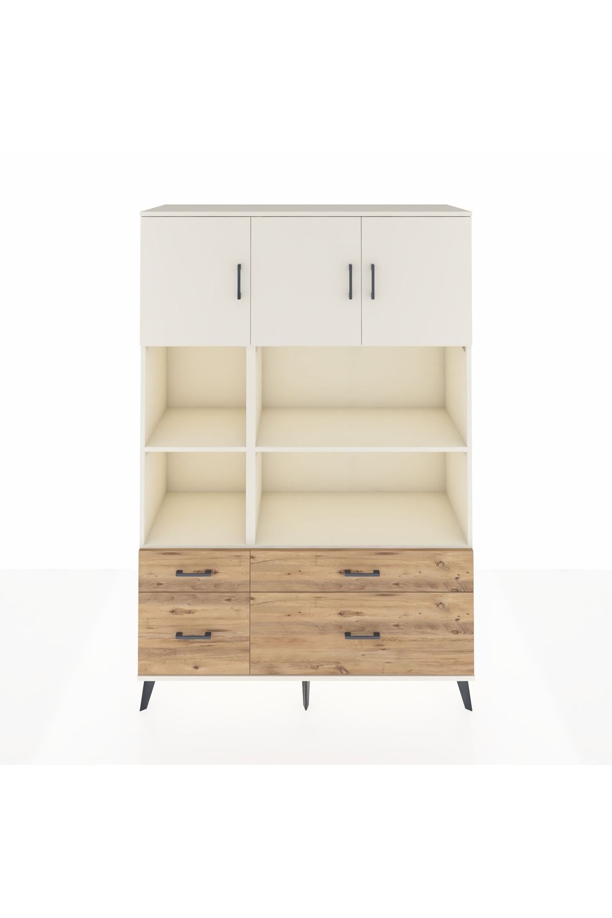 Hyperion Dolap 8 Raflı 4 Çekmeceli 3 Kapaklı 132x44x195 Aytaşı-Aytaşı/Çam