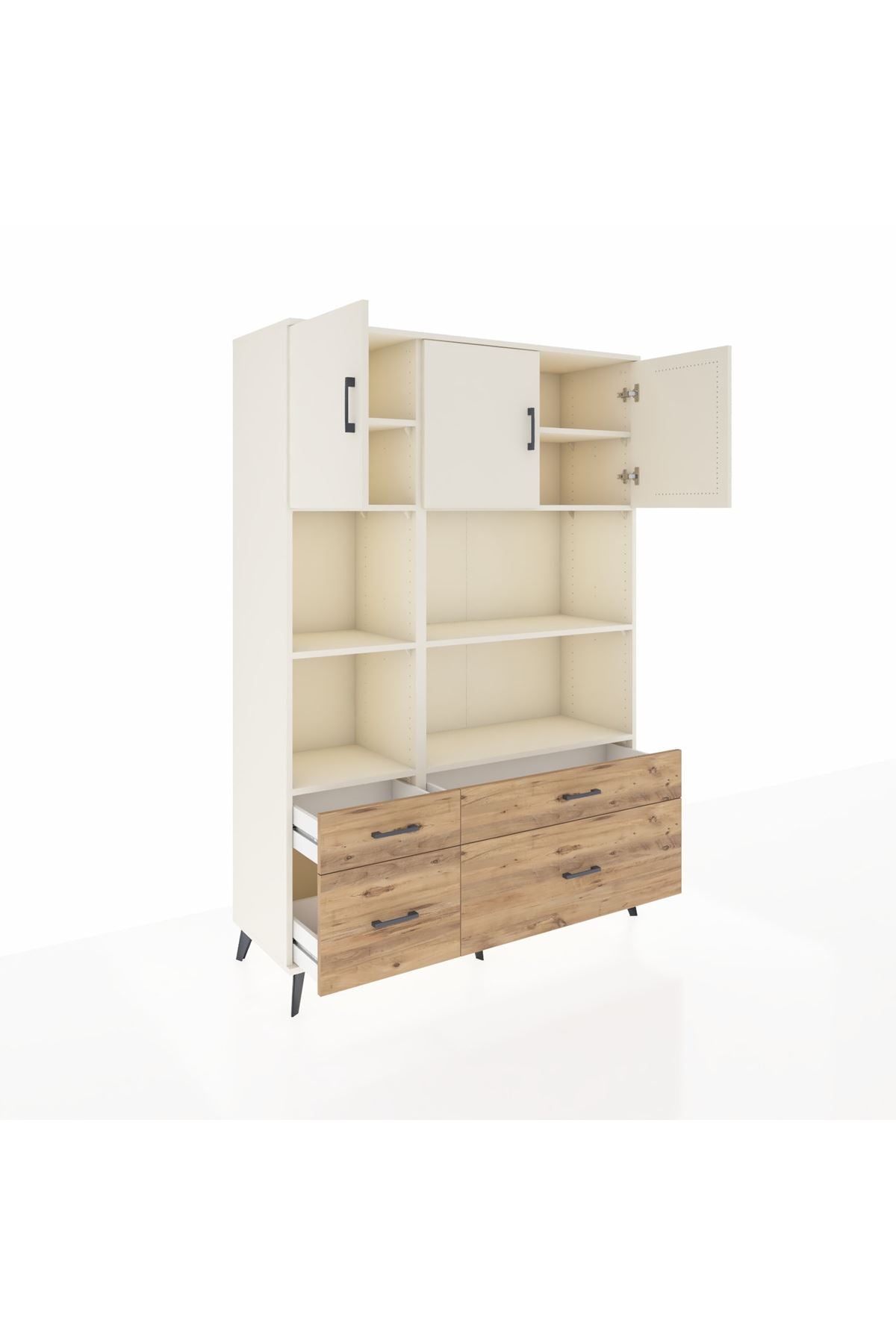 Hyperion Dolap 8 Raflı 4 Çekmeceli 3 Kapaklı 132x44x195 Aytaşı-Aytaşı/Çam