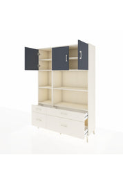 Hyperion Dolap 8 Raflı 4 Çekmeceli 3 Kapaklı 132x44x195 Aytaşı-Antrasit/Aytaşı