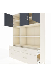 Hyperion Dolap 8 Raflı 4 Çekmeceli 3 Kapaklı 132x44x195 Aytaşı-Antrasit/Aytaşı