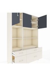 Hyperion Dolap 8 Raflı 4 Çekmeceli 3 Kapaklı 132x44x195 Aytaşı-Antrasit/Aytaşı