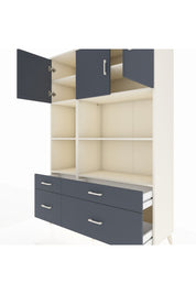 Hyperion Dolap 8 Raflı 4 Çekmeceli 3 Kapaklı 132x44x195 Aytaşı-Antrasit/Antrasit