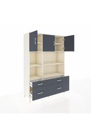 Hyperion Dolap 8 Raflı 4 Çekmeceli 3 Kapaklı 132x44x195 Aytaşı-Antrasit/Antrasit